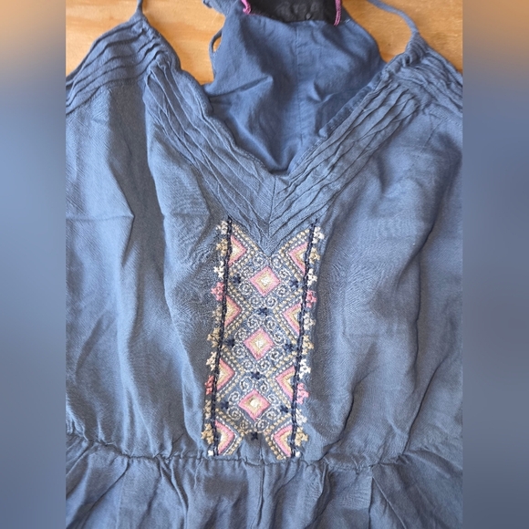 Blue Halter Romper Embroidered Detail Luluvia (SHO40) - Picture 7 of 11
